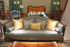 Sofa Gỗ Nguyên Khối Trang Trí Bằng Đồng Thau Trang Trí Bằng Da Nubuck Cổ Điển Kiểu Ý Sang Trọng - Product Image 4