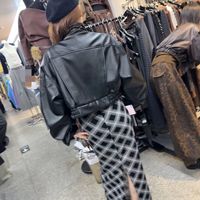 Veste bomber en peau de mouton véritable avec logo personnalisé CJ, style ample, nouvelle veste courte en PU pour femme, col double, style motard
