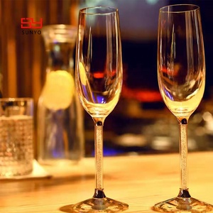 Elegant Luxury High Quality Handmade Customized Tulip Shaped Silver Rim <strong>Champagne</strong> Glass <strong>Flutes</strong> For Party - Product Image 4