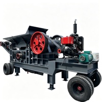 Concasseur à mâchoires mobile sur pneus 1-4t/h, installation de concassage de pierres sur site avec alimentation de 130 mm, PE150x250