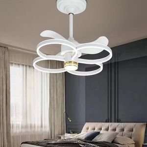 Modern White Luxury Mute Residential Decoration LED Lighting Office Home Living Room Nordic Modern Chandelier With Fan - Product Image 3