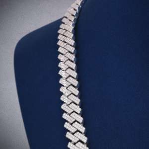 Cadena Cubana de Lujo Personalizada de 12 mm de Ancho, Estilo Hip Hop, con Incrustaciones de Diamantes, Plata de Ley 925, Moissanita VVS, Pasa la Prueba del Diamante, Regalo de Boda - Product Image 3