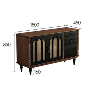 French Style Solid Wood <b>Sideboard</b> 150x45x191 Cm Storage Cabinet Living Room <b>Kitchen</b> Coffee Tea Wine Bar Unit - Product Image 4