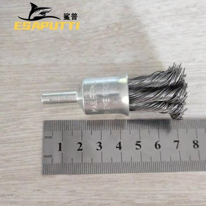 Alta calidad Industrial 6mm diámetro del vástago Acero inoxidable 304 alambre 20mm forma de pluma de cepillo amoladora de extremo de alambre prensado para taladros eléctricos - Product Image 3
