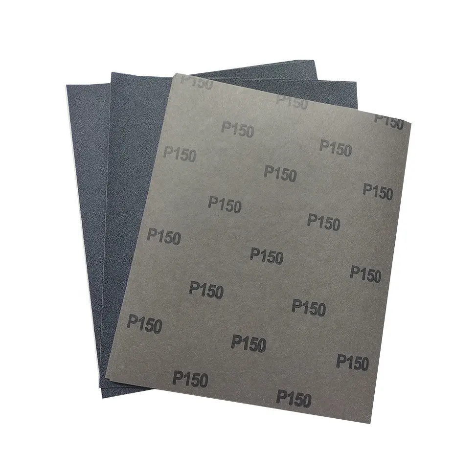 Papel de lija impermeable de alta calidad, carburo de silicona de látex, 60-2000 hojas de arena, superficie de pulido, CRJ-P-042 negro