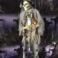 Halloween Grand Électrique Commande Vocale Prop Animé Corbeau Prisonnier Sorcière Femelle Fantôme Zombie Diable Animatronics Décoration