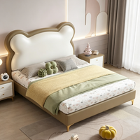 Nouveau design de lit pour enfants, lit moderne en forme d'ours mignon, matelas en cuir souple, ensemble de chambre à coucher populaire pour enfants