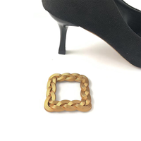 Boucles de chaussures en alliage de zinc doré en gros, 52 mm, carrées, accessoires pour chaussures et sacs pour femmes