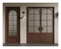 Porte intérieure moderne sur mesure en bois massif double, insonorisée, ignifuge, avec verre dépoli, pré-montée, pour bureau ou chambre.