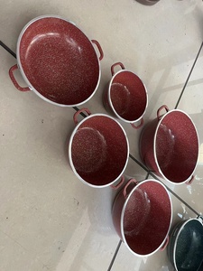 Voorraad <span class=keywords><strong>Dessini</strong></span> 10 Stuks Gegoten Aluminium Keramische Marmeren Kookgerei <span class=keywords><strong>Set</strong></span> Met Spriale Bodem - Product Image 4