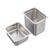 Edelstahl GN-Behälter mit Perforierung und Deckel, Stapelbare Gastronorm-Schale für Buffet, Catering und Restaurant