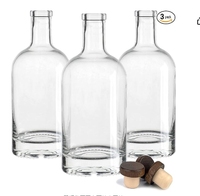 Bouteilles en verre flint vides en gros de 200 ml avec bouchon en liège, prêtes pour diffuseur, personnalisables avec logo, pour whisky, vodka, tequila