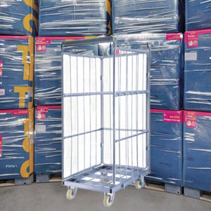 भारी शुल्क मध्यम आकार के स्टील वायर मेष कंटेनर गोदाम कंटेनर गोदाम 500 किलोग्राम क्षमता के साथ चार पहिया रसद गाड़ी - Product Image 6