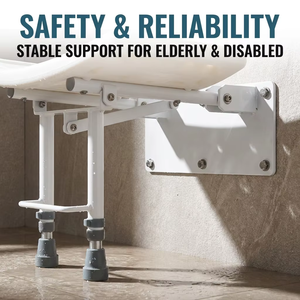 Chaise de douche murale <span class=keywords><strong>RUFU</strong></span> RF3402A, structure en aluminium et fer, finition mate, rotative, hauteur réglable, sécurité accrue pour la salle de bain - Product Image 5