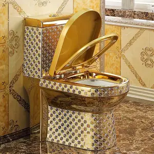 Hot Verkopen Gemaakt In China Keramische Hoge Kwaliteit Luxe Design Washdown Wc Een Stuk Badkamer Keramische Gouden Kleur Toiletpot