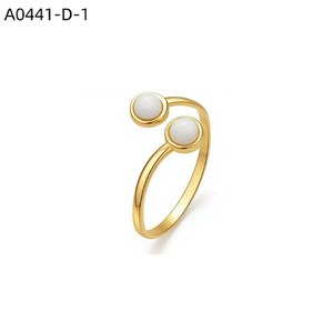 Anillo de Moda Amy Amy, Chapado en Oro, con Piedra de Concha, Diseño Geométrico Moderno, Joyería para Uso Diario de Mujer, Regalo - Product Image 1