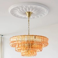Lustre rond en verre de Murano vintage français de luxe pour villa, salon, hôtel, chambre à coucher