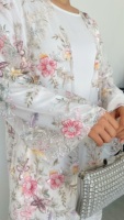 Ensemble 2 pièces de luxe Modestfashion pour femmes musulmanes, broderie perlée, robe intérieure Abaya à fleurs blanches, pour l'Aïd, les fêtes et les mariages MSL896