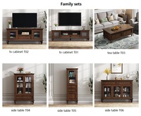Ensemble de meuble TV en bois massif, salon, 5 pièces, présentoir, table latérale
