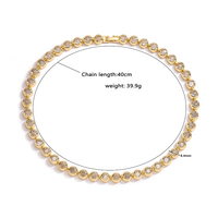 Populaire 18K Plaqué Or Zircon Cubique Ensemble de Bijoux Rond CZ Tennis Chaîne Bracelet Argent Plaqué Bracelet Collier Ensemble