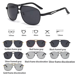 Lunettes de soleil polarisées pour hommes, utilisation jour et nuit, lunettes de soleil à changement de couleur, protection UV pour la conduite, lunettes de mode en métal pour hommes - Product Image 3