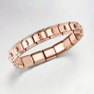 Pulsera Modular Italiana Blues de 9MM, 18 Eslabones, Acero Inoxidable, Diseño Clásico con Forma de Corazón, Gancho para Colgar, Ideal para Regalo - Product Image 2