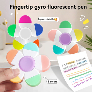 ปากกาไฮไลท์ขนาดเล็ก 5 ด้าม หัวแปรงเฉียง น่ารัก สีพาสเทล หลากสี ประกายวิบวับ รูปทรงดอกไม้ - เครื่องเขียนสำหรับโรงเรียน สไตล์สวยงาม - Product Image 1