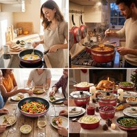 12 Buah Set Peralatan Masak Desain Modern Universal dengan Wajan, Panci Sup, Panci Susu untuk Dapur