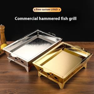 Yolecen Commercial 304 Stainless Steel Hammer Pattern <strong>Fish</strong> Dish Three-Layer Non-Stick Oven Alcohol Heating Anti-Scalding <strong>Pots</strong> - Product Image 4