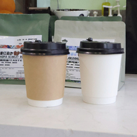 Gobelets en papier kraft jetables personnalisés avec logo imprimé, à paroi simple, 8 oz et 12 oz, recyclables, de qualité alimentaire, avec couvercle, pour café, thé, crème glacée