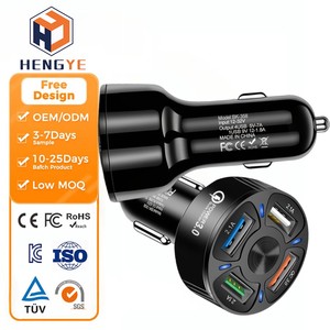 <span class=keywords><strong>Chargeur</strong></span> de voiture rapide 35W 18W 4 ports QC3.0 - Adaptateur de voyage portable multi-prises avec indicateur LED 4 en 1 - Product Image 1