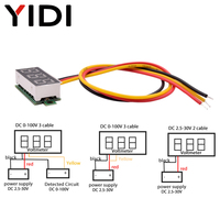 0.28 inci Mini DC 2.5-30V 0-100V LED Digital Voltmeter motor Volt Tester dengan pengukur voltase Meter listrik 2-kawat 3 kawat
