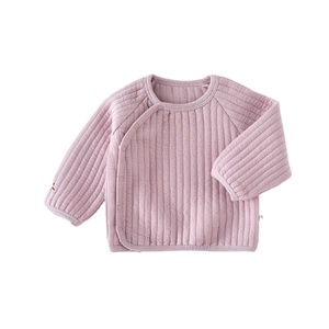 Haut d'hiver unisexe pour bébé, en coton épais matelassé, style court, chaud, avec doublure matelassée à trois couches, couleur unie, col à motif de dessin animé - Product Image 3
