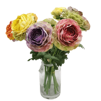 Bunga Ranunculus Buatan Sen Masine dengan Sentuhan Alami, Rangkaian Bunga Sutra untuk Dekorasi Meja dan Hiasan Floral