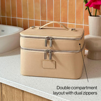 Sac de toilette de luxe avec fermeture éclair personnalisée, trousse de maquillage professionnelle en cuir PU, sacs et étuis cosmétiques de voyage élégants