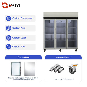 Commercial Kitchen <b>Freezer</b> Fridge Refrigeration Stainless Steel 3 Glass Door Display Upright <b>Freezer</b> for Restaurant - Product Image 5