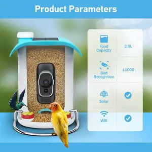 2024 nuovo prodotto per animali domestici Smart Bird Cabin WiFi AI bird feeder pannello solare per visione notturna impermeabile Smart Bird Feeder con fotocamera