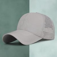 Casquette de baseball unisexe adulte en PVC perforé à séchage rapide, 6 panneaux, réglable, logo personnalisé, légère, respirante, couleur unie