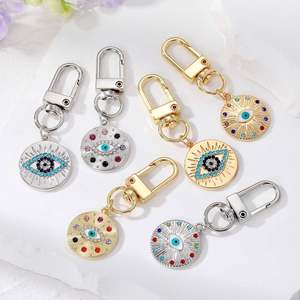 Blessed Gold Color Rhinestone Crystal Evil Eye Keychain Lucky Keyring Bag Charm Accessory Jewelry Glittering Evil Eye <b>Key</b> <b>Chains</b> - Product Image 1