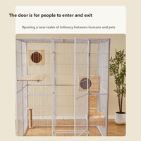 Cage pour chats, oiseaux, chiens, perroquets en métal massif extra large, modulable pour un espace libre - Conception simple, cage de vol et de course sécurisée