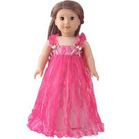 Gaun Putri Pola Kartun Buatan Tangan dari Jaring Tulle 18 Inci untuk Kostum Pesta Boneka Fashion