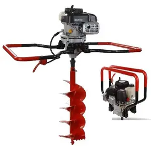 72cc gas powered earth soil auger post hole digger borer fence ground with 3 drill bits
