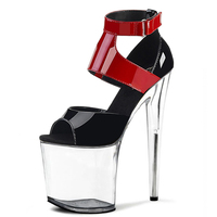 8 pouces Peep Toe mince talons hauts 20cm bande pôle danse danseuse exotique plate-forme sandales modèles mariée robe complète chaussures gothiques pour femmes