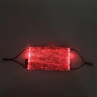 Masque LED rechargeable lumineux bleu scintillant à plis plats pour soirées et clubs