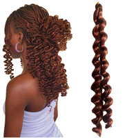 Populaire Cheveux à tresser au crochet de 24 pouces, Ondulation lâche, Boucle spirale italienne, pour tresses françaises bouclées, Teint à la baguette, Double trame machine