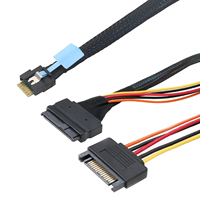 Cable de Cobre Estañado SFF-8654 4i SFF-8639 SlimSAS de 38 Pines U.2 NVMe PCIe 4.0 SSD SATA Power 15P Anti-Keying para Almacenamiento de Servidor de Computadora