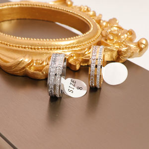 Mode <span class=keywords><strong>Akatsuki</strong></span> glacé mignon diamant Zircon acier inoxydable argent plaqué or trois pierres fille rêve anneaux - Product Image 4