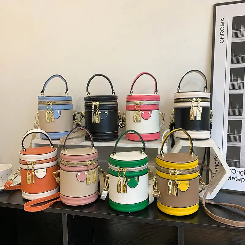 OLAF Fashion Ladies Vegan Leather Color Block The Bucket Bag Designer Handbags Famous Brands Purses And Handbags Purses
