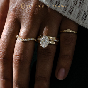 Bague de mariage en or massif 18 carats 4 mm à <span class=keywords><strong>bordure</strong></span> étagée, diamant de laboratoire, micro demi-éternité à crête <span class=keywords><strong>plate</strong></span>, bijoux de mariée modernes et minimalistes - Product Image 3