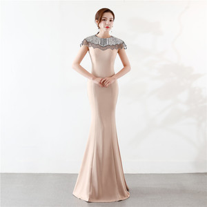 16038-1 #   Robe de mariée longue et élégante à queue de poisson pour fiançailles, soirée et cérémonie de mariage - Product Image 6
